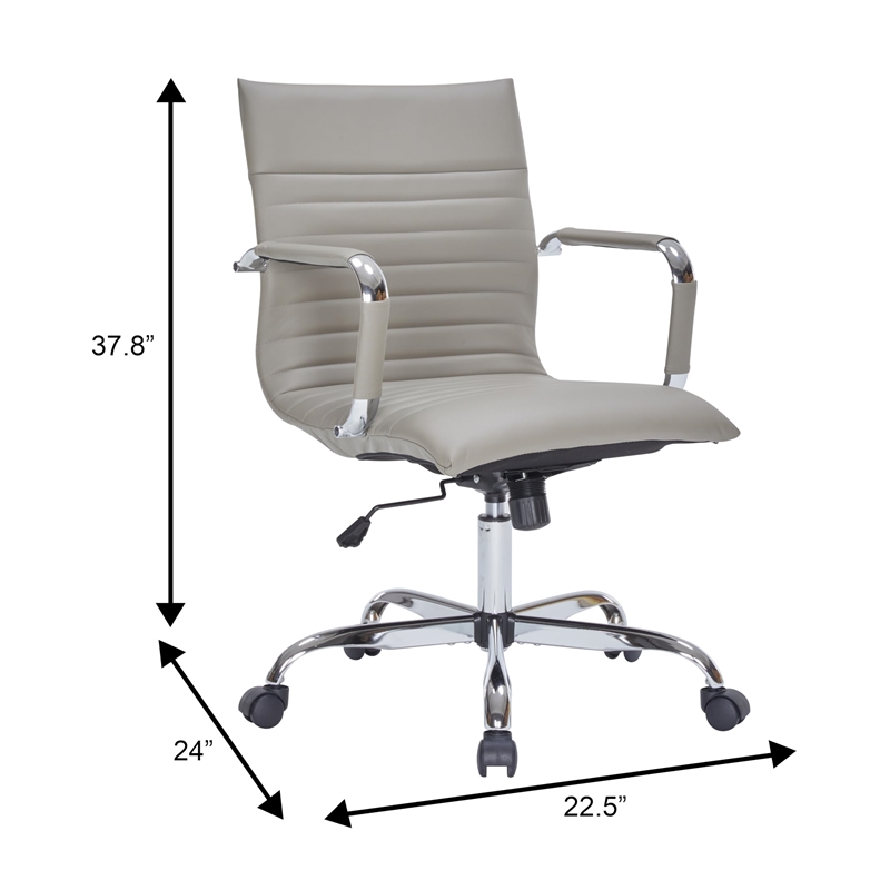 Pemberly Row Modern Faux Leather Executive Swivel Office Chair in Tan