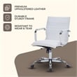 Pemberly Row Modern Leather Adjustable Swivel Office Chair in White