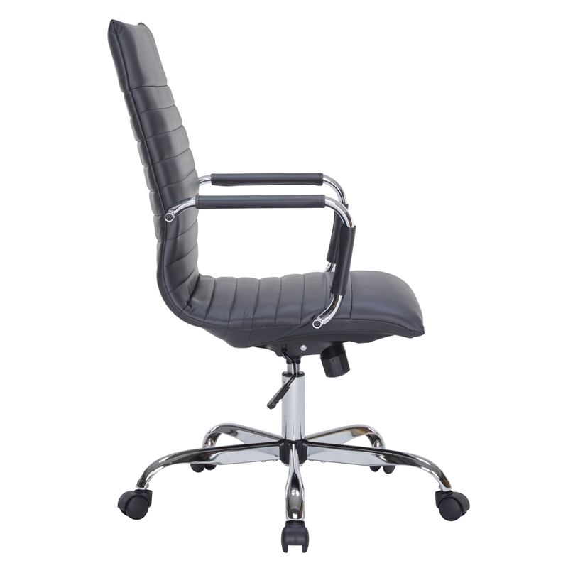 Pemberly Row High Back Leatherette Executive Swivel Office Chair in Black