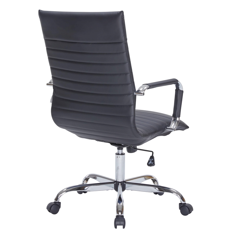 Pemberly Row High Back Leatherette Executive Swivel Office Chair in Black