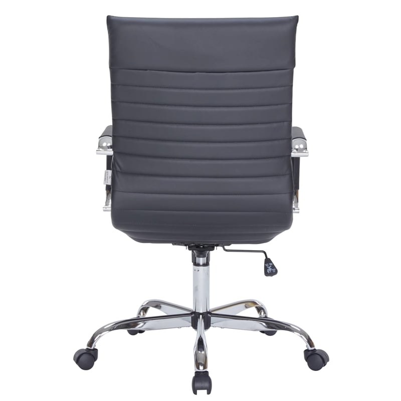 Pemberly Row High Back Leatherette Executive Swivel Office Chair in Black