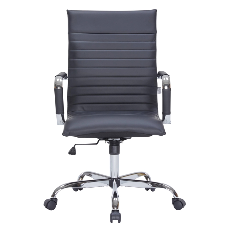Pemberly Row High Back Leatherette Executive Swivel Office Chair in Black