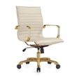 Pemberly Row Modern Leather Swivel Gold Office Chair in Tan Finish
