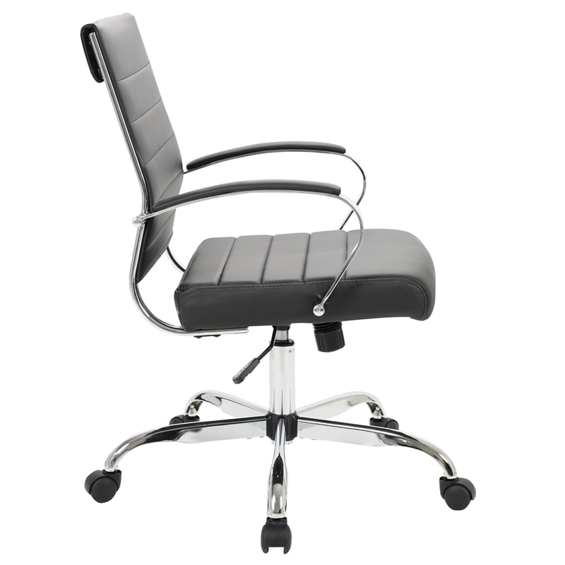 Pemberly Row Modern Adjustable Leather Office Chair in Black