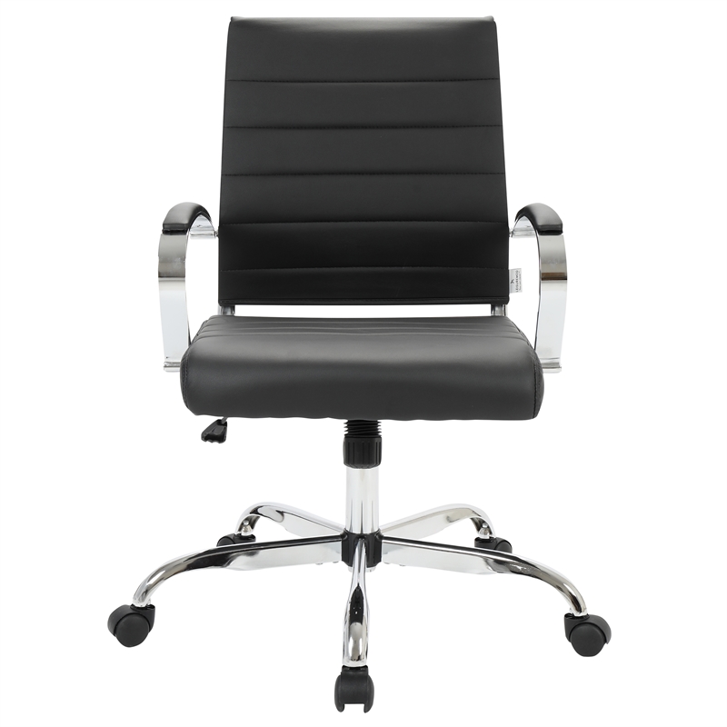 Pemberly Row Modern Adjustable Leather Office Chair in Black