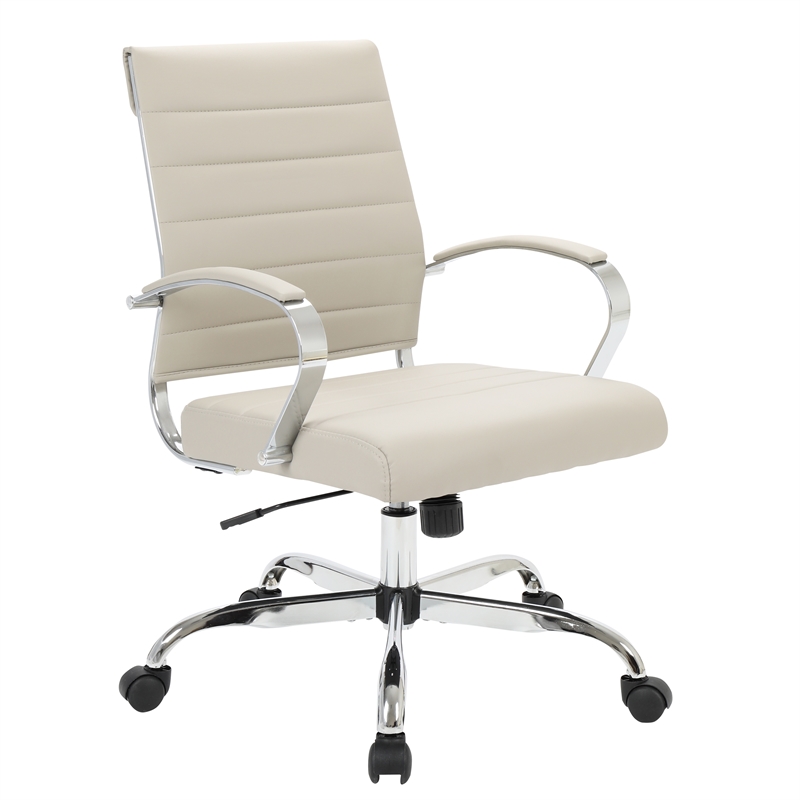 Pemberly Row Modern Leatherette Executive Swivel Office Chair in Tan