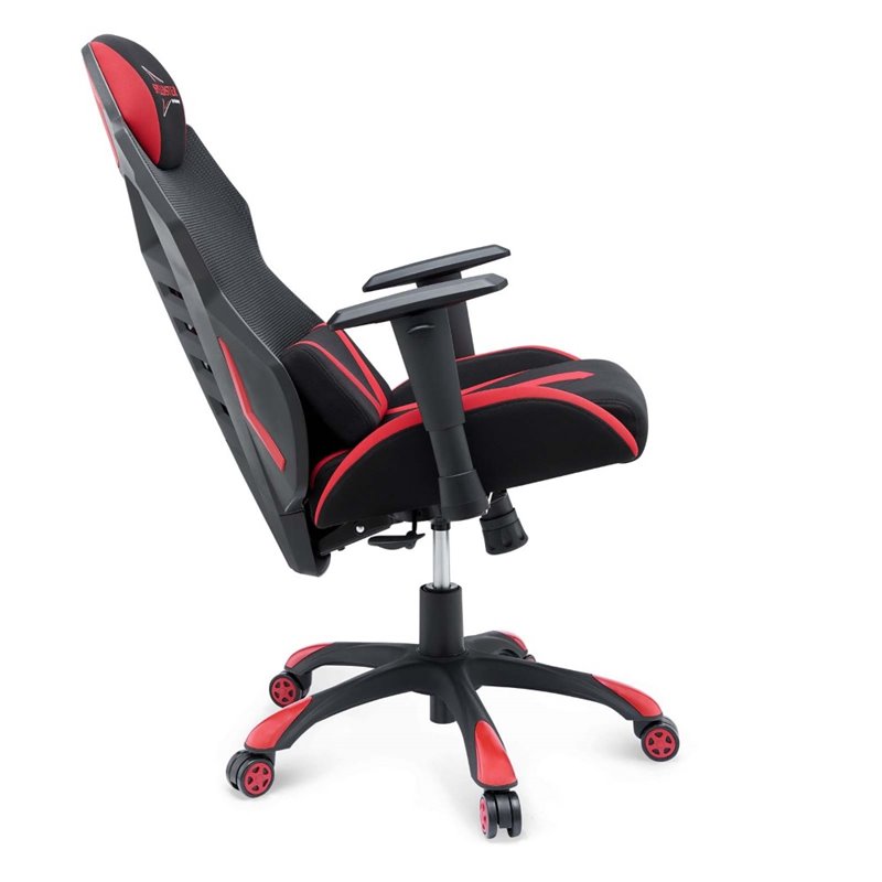 Pemberly Row Modern Mesh Fabric Gaming Computer Chair in Black/Red