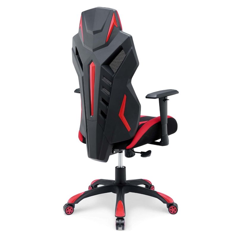 Pemberly Row Modern Mesh Fabric Gaming Computer Chair in Black/Red
