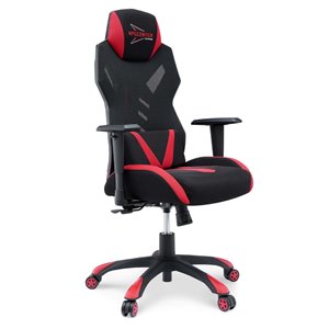 Pemberly Row Modern Mesh Fabric Gaming Computer Chair in Black/Red