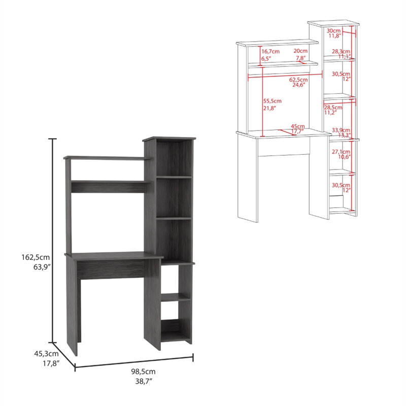 Pemberly Row Contemporary Desk Engineered Wood Desks in Gray