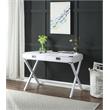 Pemberly Row Wood Rectangular 2-Drawer Writing Desk with X-Shaped Base in White