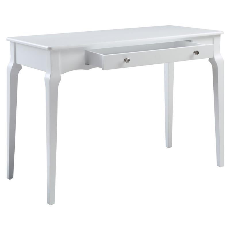 Pemberly Row Wooden Rectangular Writing Desk with Drawer in White