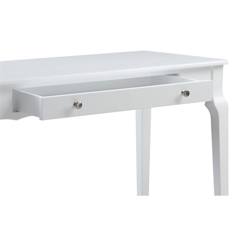 Pemberly Row Wooden Rectangular Writing Desk with Drawer in White