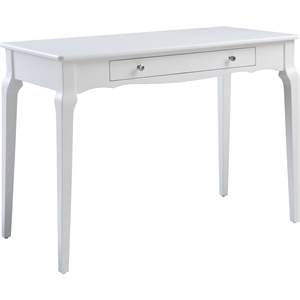 Pemberly Row Wooden Rectangular Writing Desk with Drawer in White