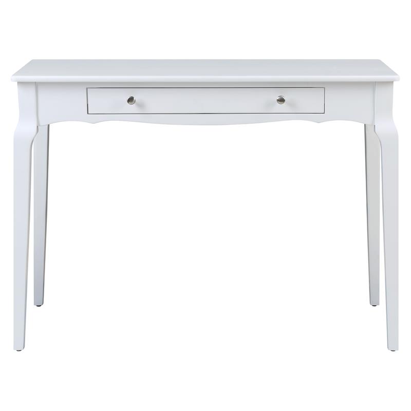 Pemberly Row Wooden Rectangular Writing Desk with Drawer in White