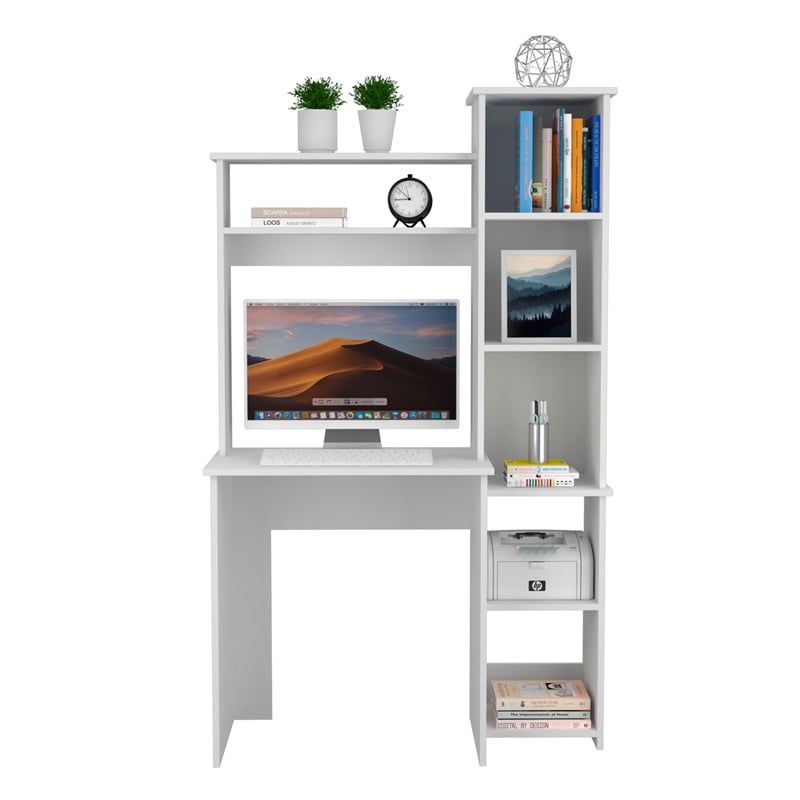 Pemberly Row Contemporary Desk Engineered Wood Desks in White