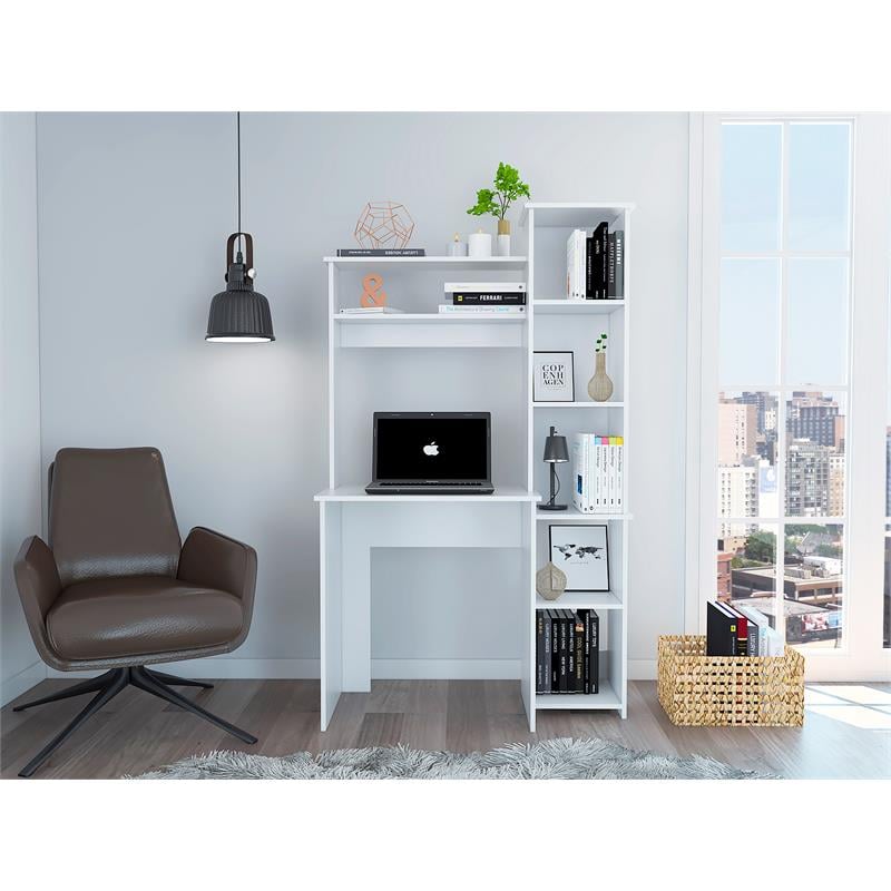 Pemberly Row Contemporary Desk Engineered Wood Desks in White
