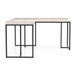 Pemberly Row Wood Corner Computer Desk with USB in Antique White/Black