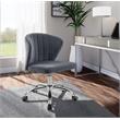 Pemberly Row Contemporary Velvet Swivel Adjustable Office Chair in Gray