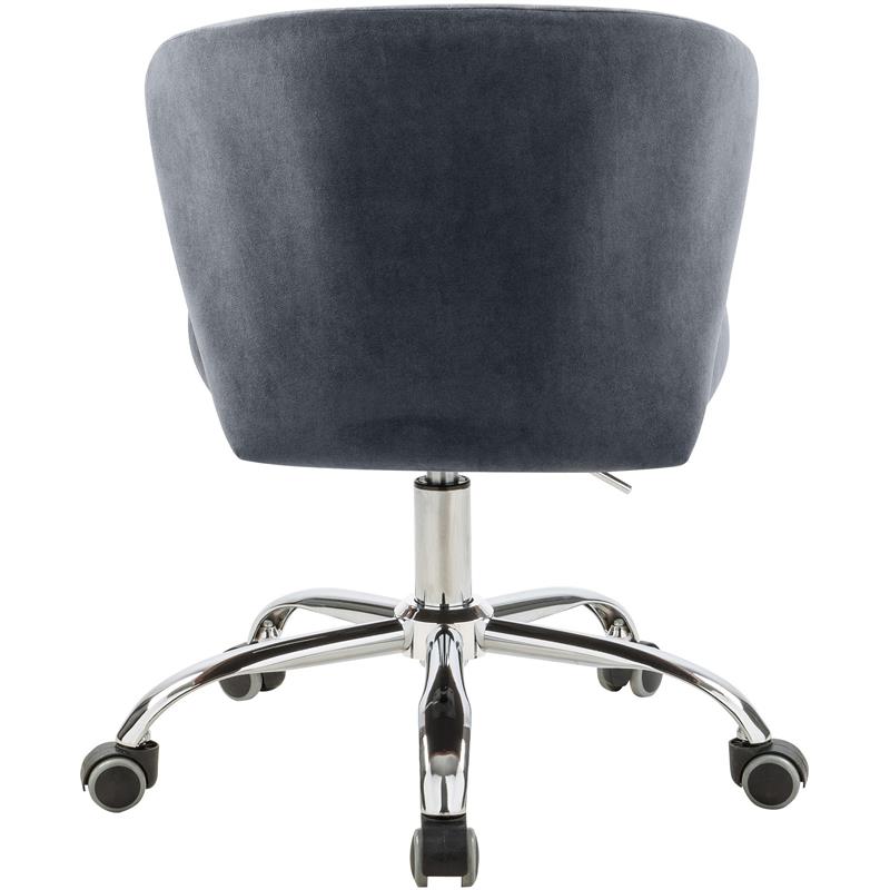Pemberly Row Contemporary Velvet Swivel Adjustable Office Chair in Gray