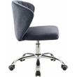 Pemberly Row Contemporary Velvet Swivel Adjustable Office Chair in Gray