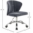 Pemberly Row Contemporary Velvet Swivel Adjustable Office Chair in Gray