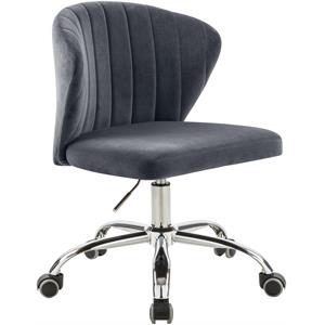 Pemberly Row Contemporary Velvet Swivel Adjustable Office Chair in Gray