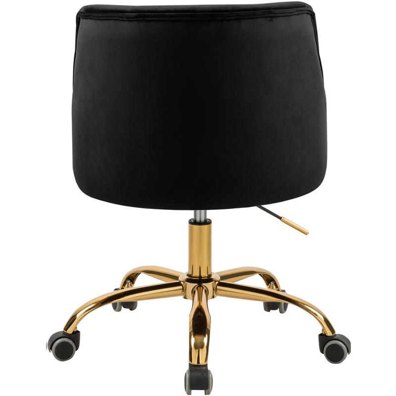 Pemberly Row Contemporary Velvet Swivel Adjustable Office Chair in Black