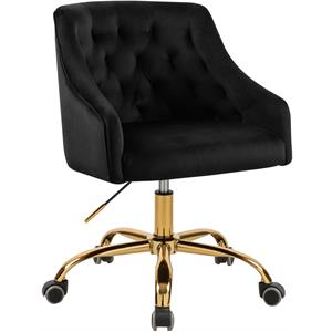 Pemberly Row Contemporary Velvet Swivel Adjustable Office Chair in Black