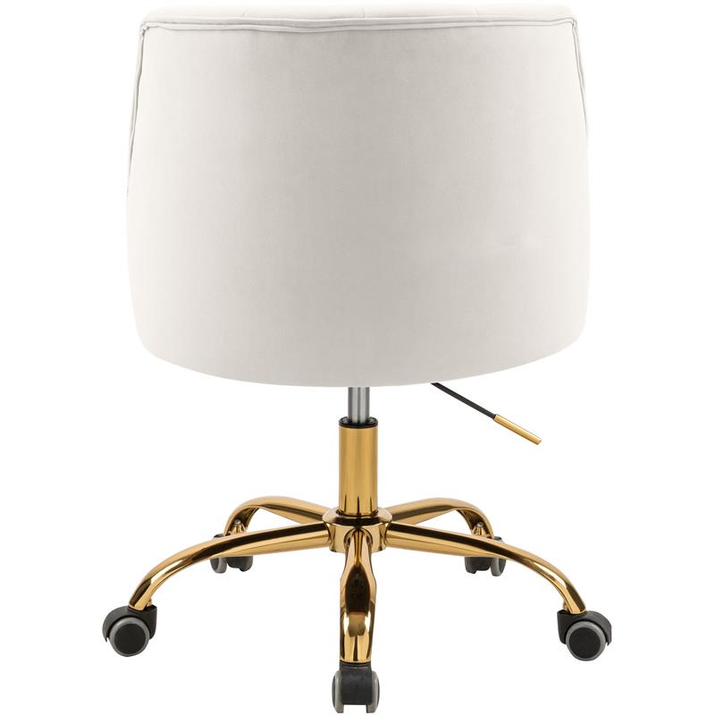 Pemberly Row Contemporary Velvet Swivel Adjustable Office Chair in Cream