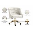 Pemberly Row Contemporary Velvet Swivel Adjustable Office Chair in Cream