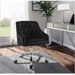 Pemberly Row Velvet Swivel Adjustable Office Chair in Soft Black/Rich Chrome