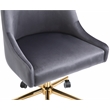 Pemberly Row Velvet Swivel Adjustable Office Chair in Soft Gray//Rich Gold