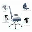 Pemberly Row High-Back Mid-Century Modern Leather Office Chair in Navy Blue