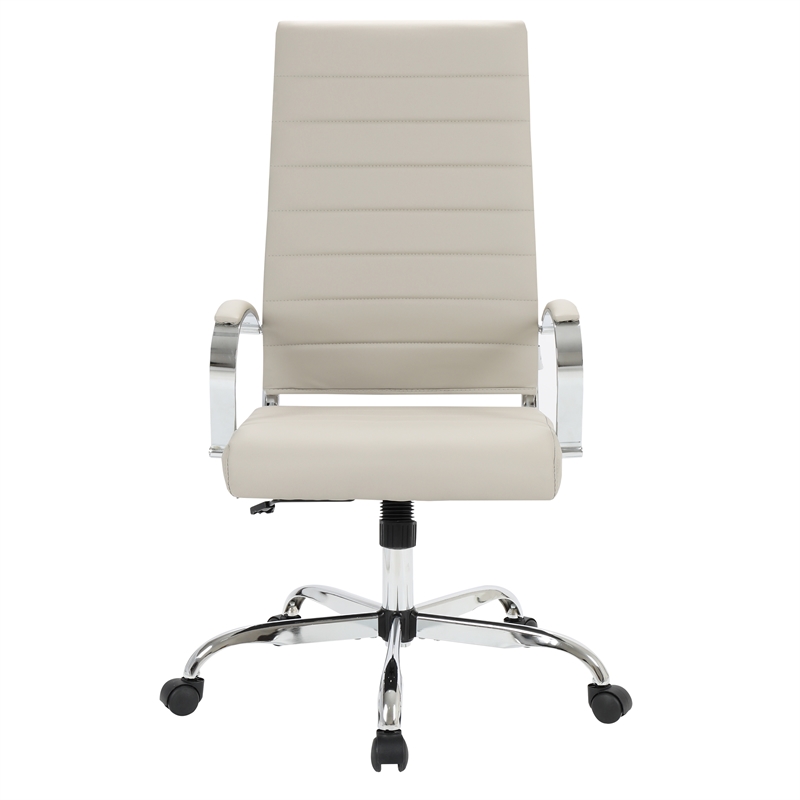 Pemberly Row High-Back Mid-Century Modern Leather Office Chair in Tan