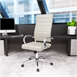 Pemberly Row High-Back Mid-Century Modern Leather Office Chair in Tan