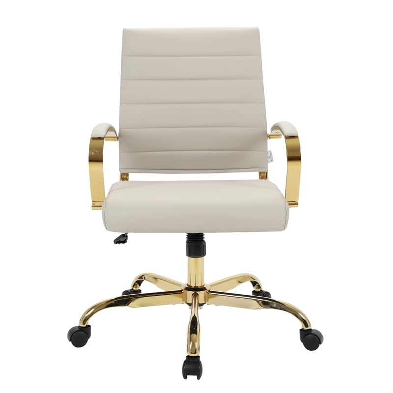Pemberly Row Modern Adjustable Leather Office Chair in Tan Finish
