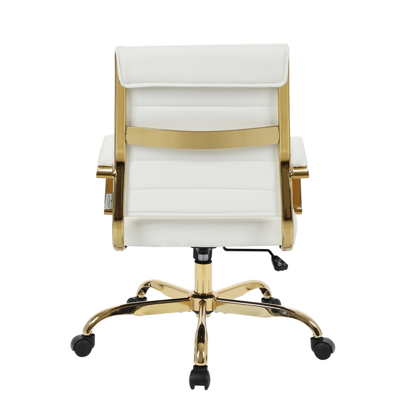 Pemberly Row Modern Adjustable Leather Office Chair in White