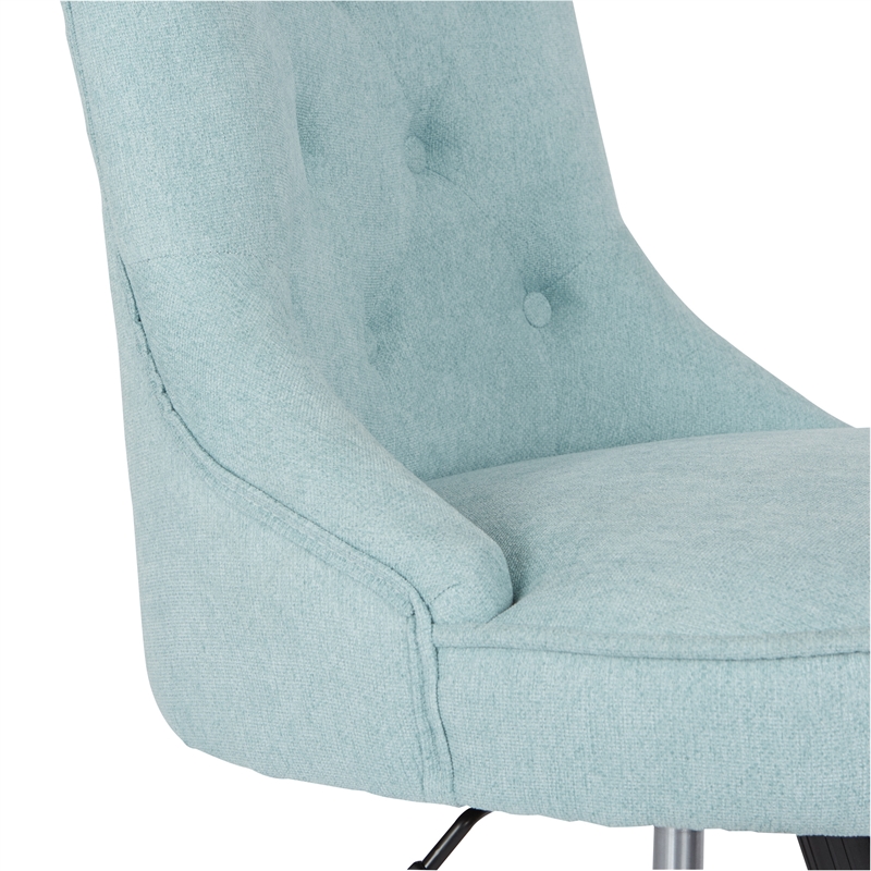 Pemberly Row Tufted Office Chair in Mint Blue Fabric with Gray Wood Base