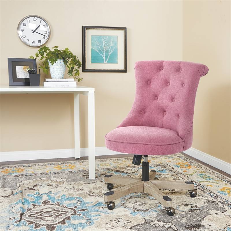 Pemberly Row Tufted Office Chair in Orchid Purple Fabric with Gray Wood Base
