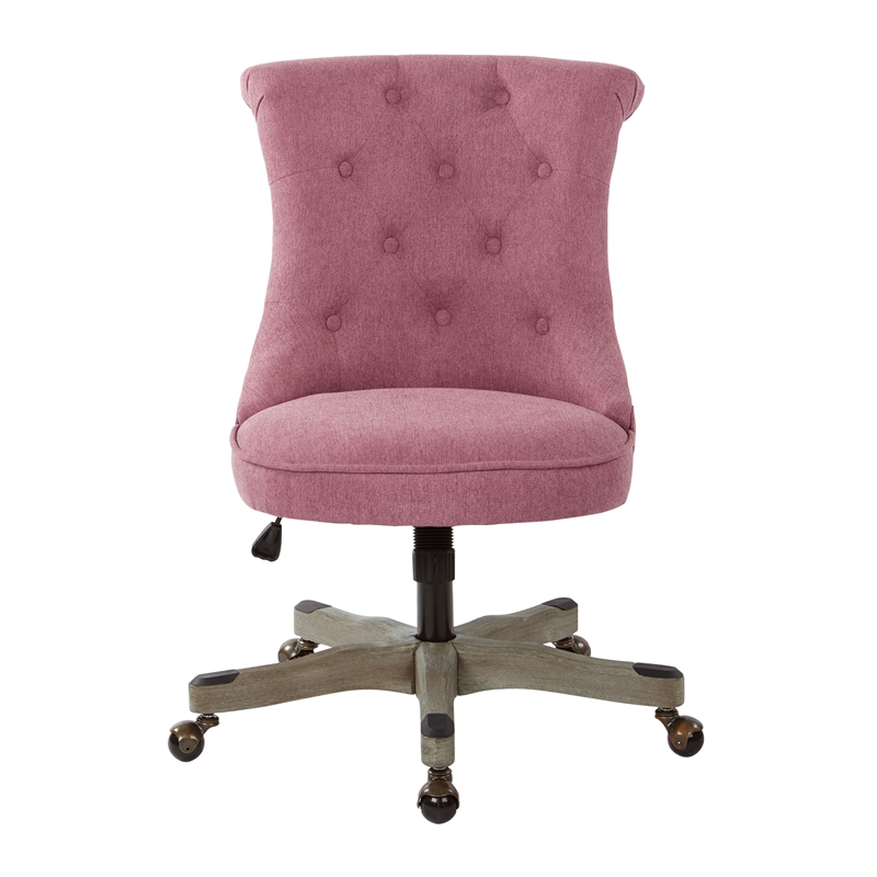 Pemberly Row Tufted Office Chair in Orchid Purple Fabric with Gray Wood Base