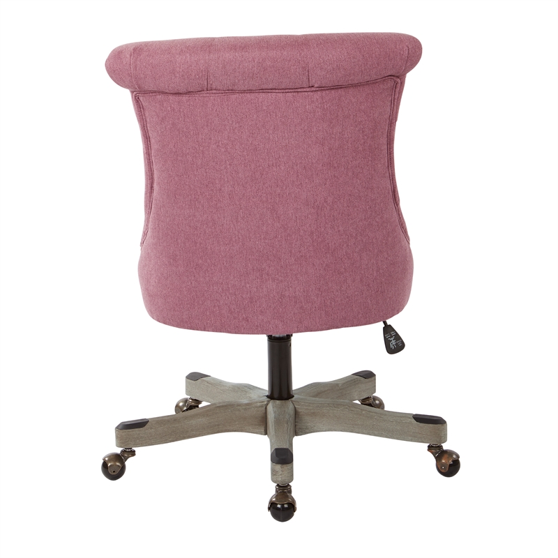 Pemberly Row Tufted Office Chair in Orchid Purple Fabric with Gray Wood Base