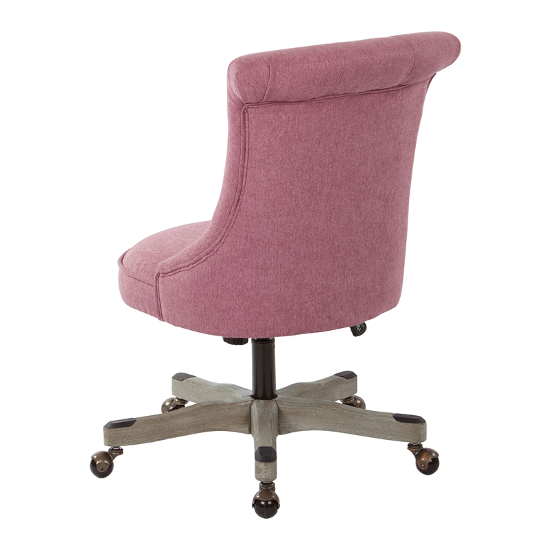 Pemberly Row Tufted Office Chair in Orchid Purple Fabric with Gray Wood Base