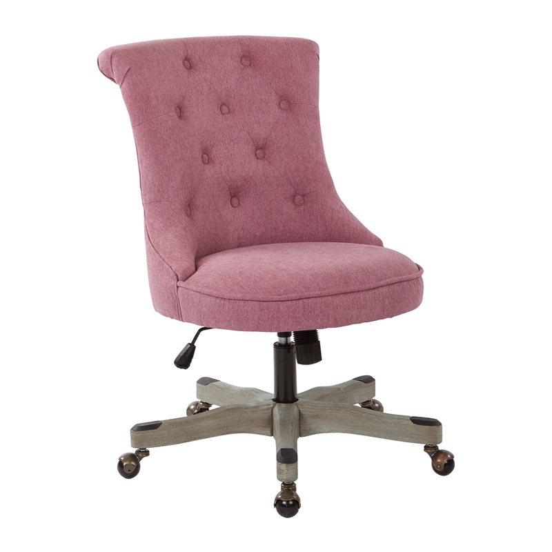 Pemberly Row Tufted Office Chair in Orchid Purple Fabric with Gray Wood Base