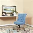 Pemberly Row Tufted Office Chair in Sky Blue Fabric with Gray Wood Base