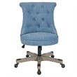 Pemberly Row Tufted Office Chair in Sky Blue Fabric with Gray Wood Base