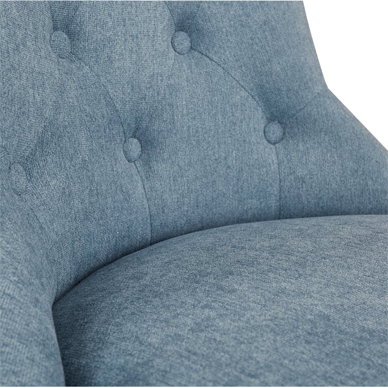Pemberly Row Tufted Office Chair in Sky Blue Fabric with Gray Wood Base