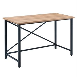 Pemberly Row Contemporary 47&quot Black/Golden Oak Metal Home Office