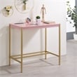 Pemberly Row Contemporary Wood Writing Desk with USB Port in Pink