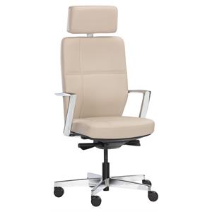 Pemberly Row 16.5-20.5&quot Modern Leather Office Chair in Cream